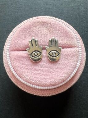 Sterling silver hamsa stud earrings